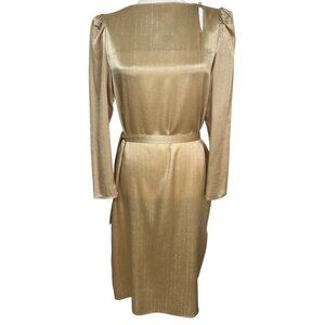 Vintage ILGWU Gold Metallic Long-Sleeve Dress - Size‎ 9